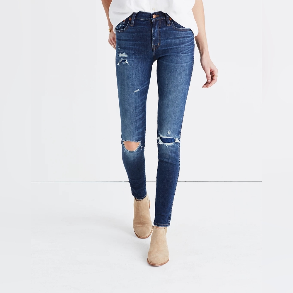 Madewell 9" High Rise Distressed Skinny Jeans 28